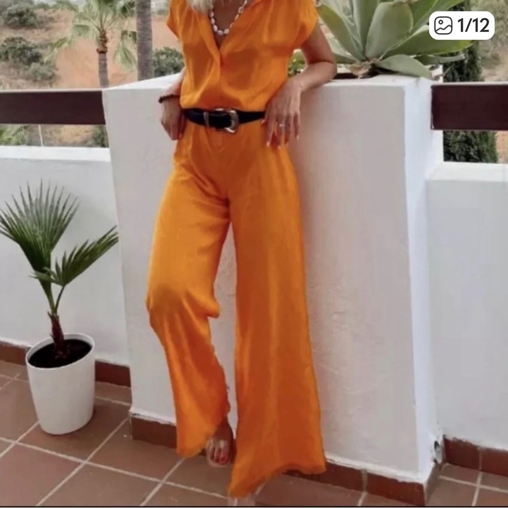Zara Vibrant Orange Jumpsuit - Picture 1 of 2